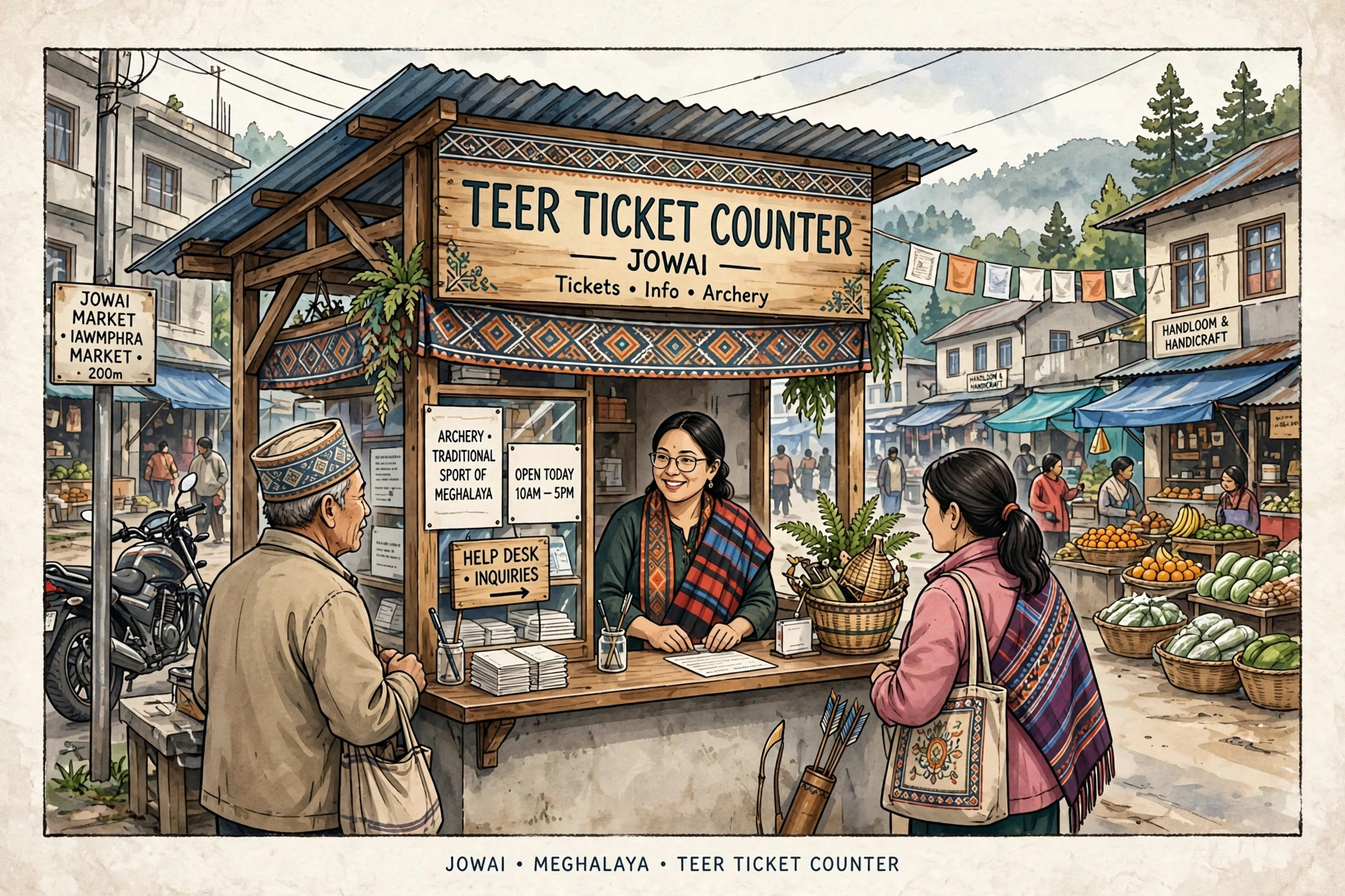 Teer ticket counters in Jowai Meghalaya for Jowai Ladrymbai teer