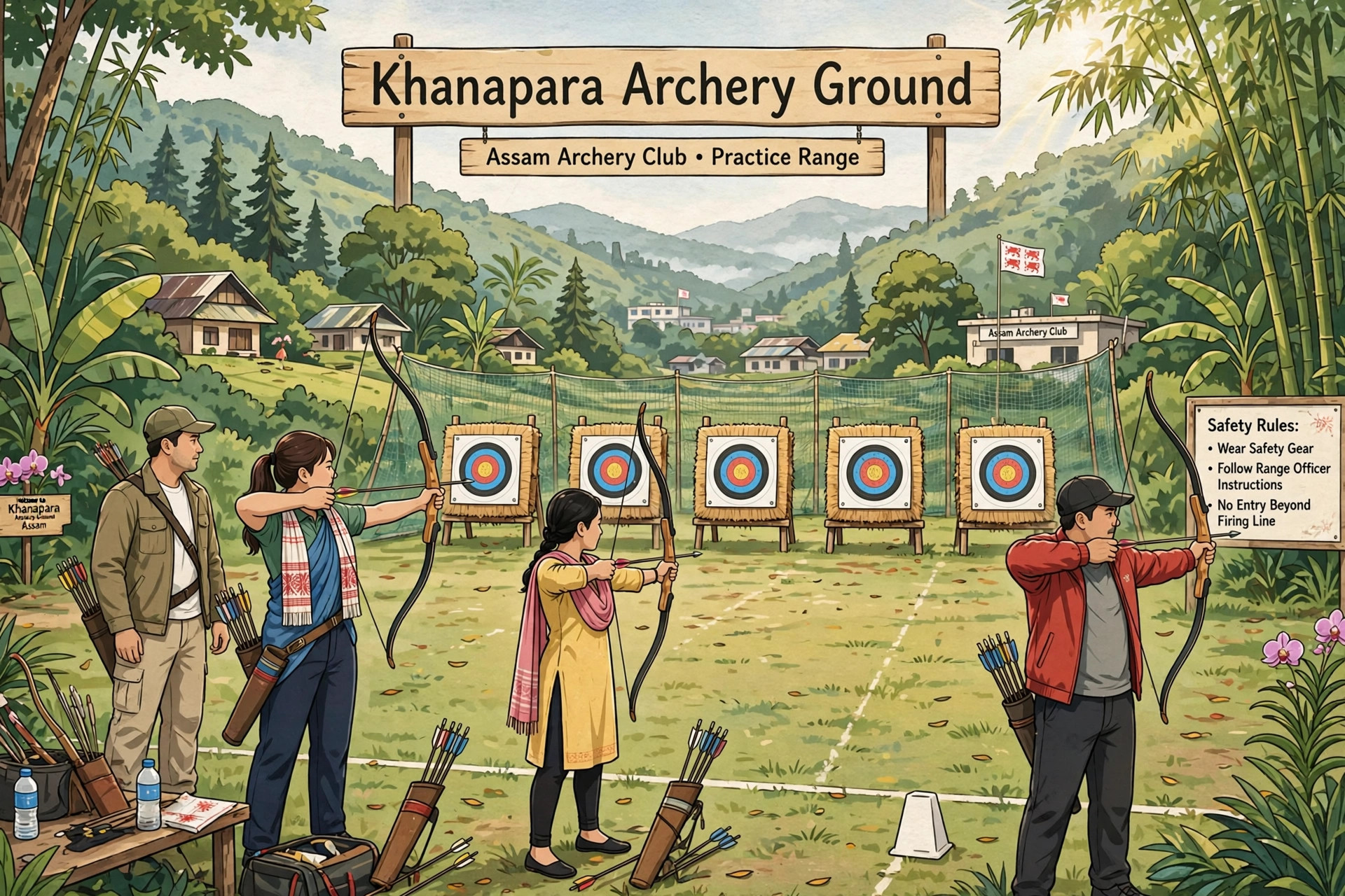 Khanapara teer ground in Guwahati where the Assam teer game is held
