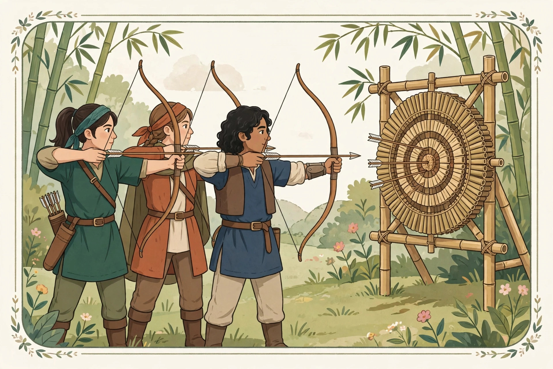 Khasi archers at a traditional Meghalaya Teer shooting ground