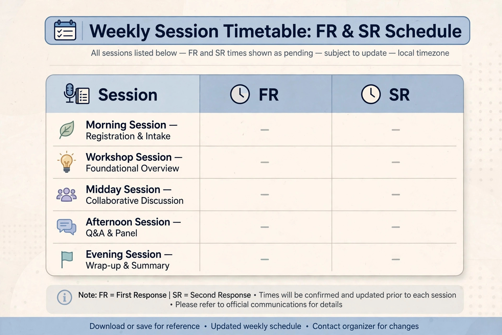 Master table of teer result timing for all nine daily sessions