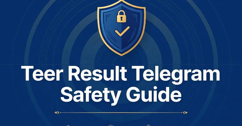 Teer result telegram safety guide title card with shield icon