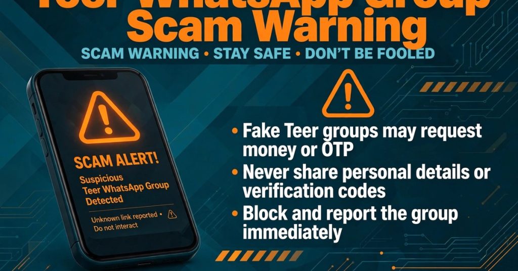 Teer WhatsApp group scam warning title card for All Teer Results